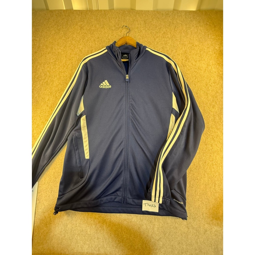 Adidas Climacool Track Jacket Mens‎ Medium Navy Blue White Stripe Full Zip Mesh